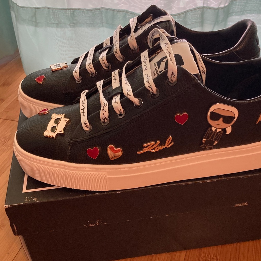 Karl Lagerfeld Black Sneakers with Red and White Details - Picture 3 of 7